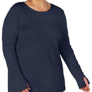 Ideology Crochet Back Long Sleeve Shirts & Tops